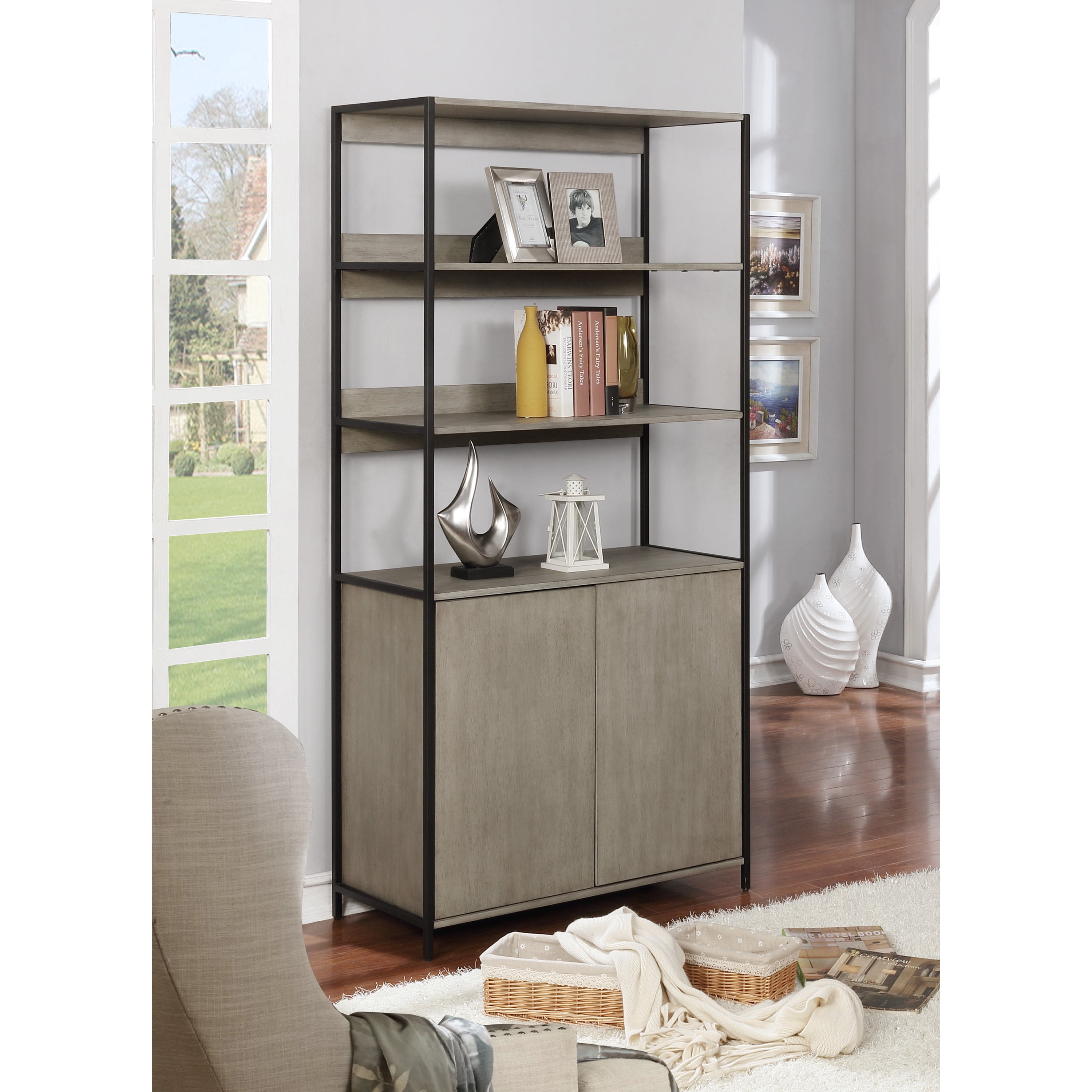 Furniture of America Somerset Contemporary MultiStorage Bookshelf