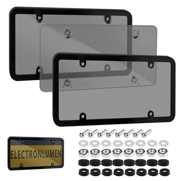 WIOMEASK 2-Pack License Plate Protector, Unbreakable License Plate Cover, Unbreakable Gray License Plate Frame with Screw Cover