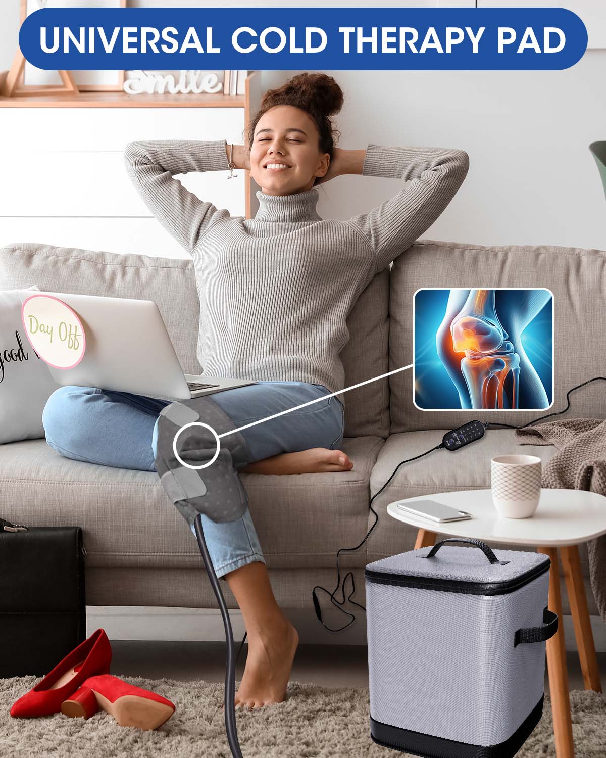 Ice Machine for Knee After Surgery, Cold Therapy Machine for Knee Replacement, Cold Therapy Machine with Programmable Timer Quiet Pump Compression Pad Apply to Arm, Ankle, Thigh