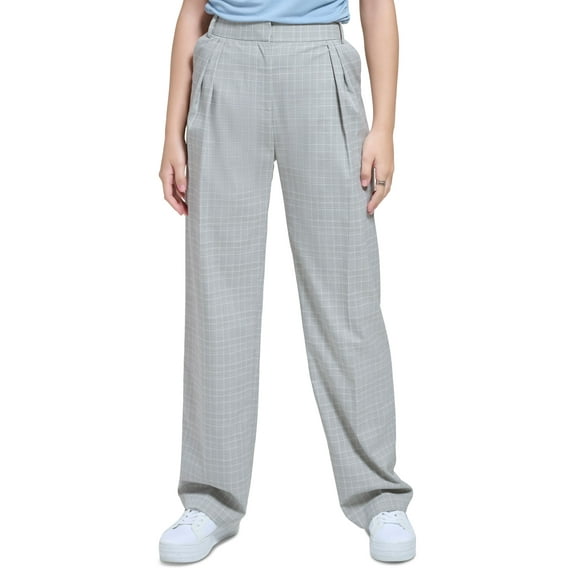 Women's Pleat Front Plaid Wide Leg Pants Cream Multi 4