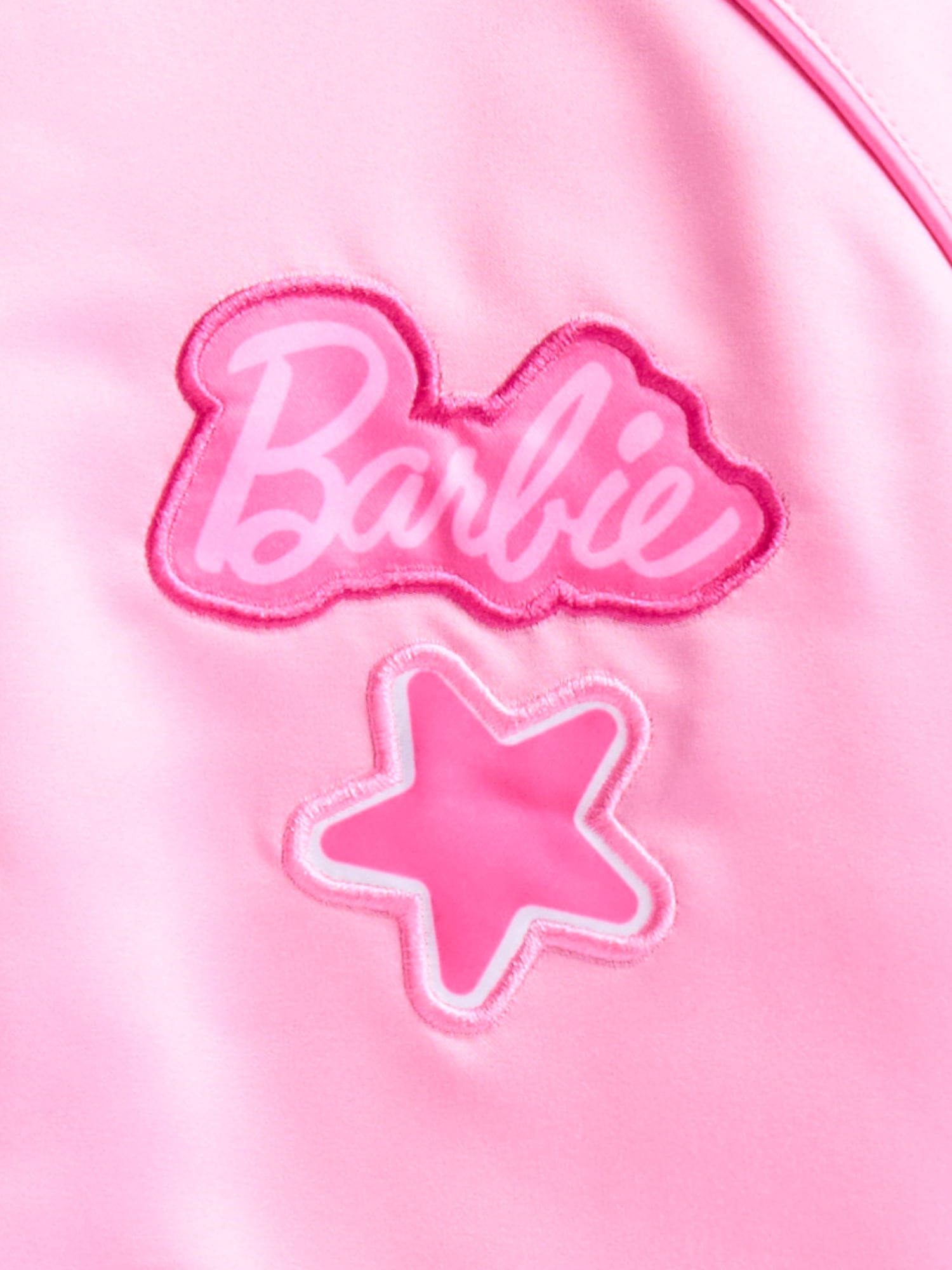 Barbie Girls' Graphic Patch Varsity Sateen Jacket with Long Sleeves, Sizes 4-12