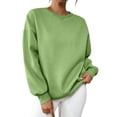 thumbnail image 2 of YHAJDS Womens Casual Workout Clothes Drop Shoulder Crew Neck Solid Sweatshirt, 2 of 9