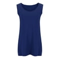 thumbnail image 6 of Fartey Plus Size Tank Tops for Women 2025 Summer Scoop Neck Camis Top Loose Casual Sleeveless Shirts Fashion Solid Color Beach Vacation Tanks Blue XXL, 6 of 8