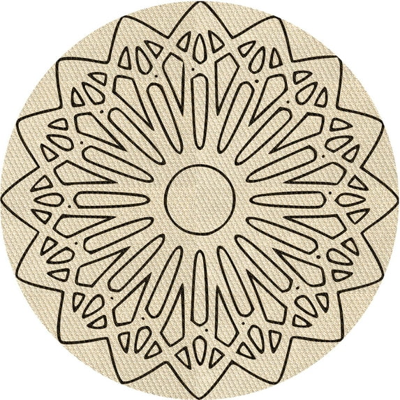 Ahgly Company Machine Washable Indoor Round Transitional Moccasin Beige Area Rugs, 6' Round