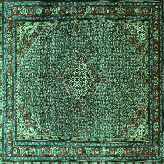 Ahgly Company Indoor Square Persian Turquoise Blue Traditional Area Rugs, 6' Square