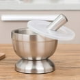 thumbnail image 4 of Mortar And Pestle Sets, Stainless Steel Spice Grinder With Translucent Lid For Measuring Strikes, Non-Slip Base Ensures Secure Grinding Experience, 4 of 7