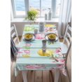 thumbnail image 3 of Happy Easter Rectangle Tablecloth, Spring Colorful Eggs Butterfly Teal Wood Grain Waterproof & StainResistant Tablecloth, Washable Oil-proof Table Cover for Dining/Party/Wedding/Buffet 60x84 In, 3 of 9