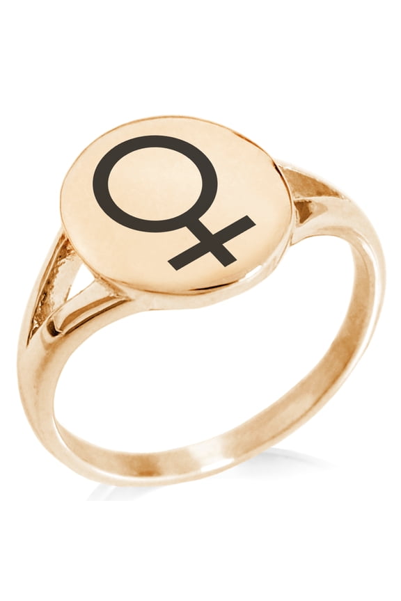 Stainless Steel Solar System Planetary Venus Minimalist Oval Top Polished Statement Signet Ring