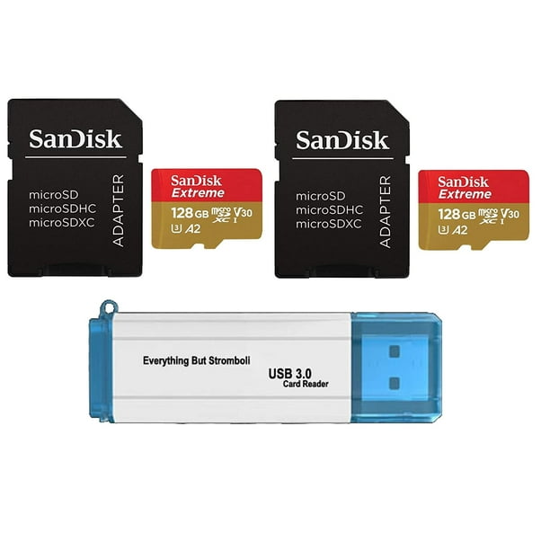 Sandisk 128gb Micro Sdxc Extreme Memory Card Two Pack Works With Gopro Hero 7 Black Silver Hero7 White Uhs 1 U3 Bundle With 1 Everything But Stromboli 3 0 Micro Sd Card Reader