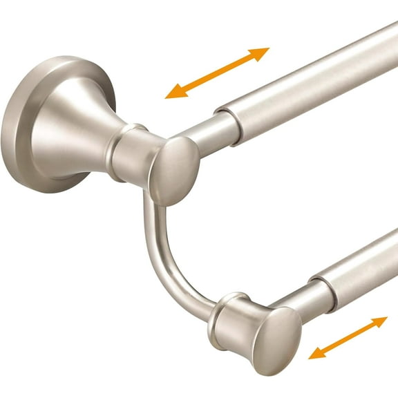 YANGLI Adjustable Retractable 15-27 Inch Double Towel Bar, Brushed Nickel, Stainless Steel, Wall Mounted for Bathroom & Hotel