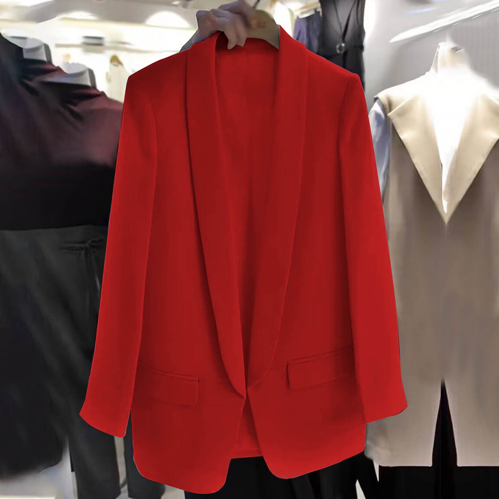 Wiyuqeen Lapel Collar Blazers for Women Dressy Casual Stitch Long