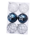 thumbnail image 4 of 6 adornos navideños de bolas, decoración navideña, manualidades, ligeros, para árbol de Navidad. Azul Blanco, 4 of 9