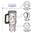 thumbnail image 4 of 40oz Pioneer Flower Floral Print Pattern Insulated Tumbler with Handle, BPA-Free Leak Proof Lid and Straws, Double Wall Vacuum, Hot 12h/Cold 34h, 4 of 6