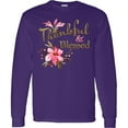 thumbnail image 3 of Inktastic Thankful and Blessed Inspirational Saying with Pink Flowers Long Sleeve T-Shirt, 3 of 5