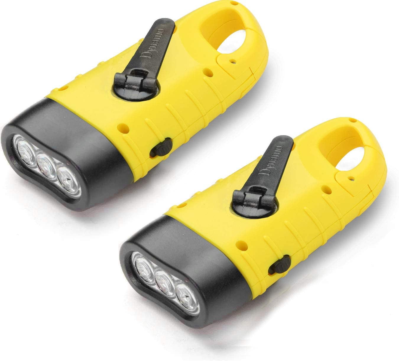 Solar Powered Hand Crank Flashlight Rechargeable LED with Clip Emergency Light 