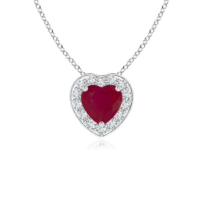 Heart-Shaped Ruby Pendant Necklace with 