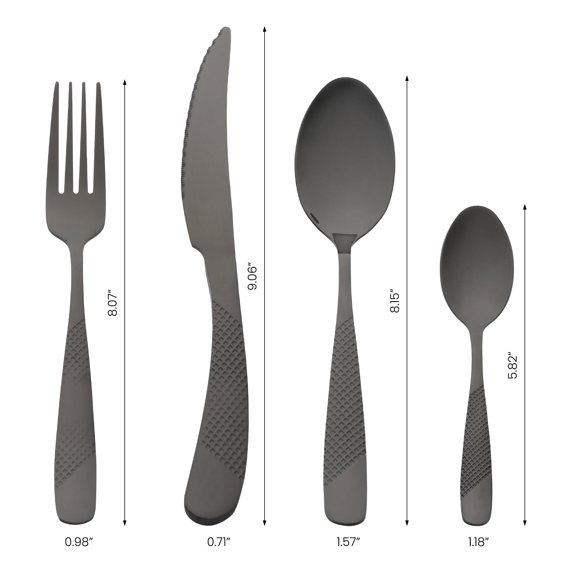 Unique Bargains Stainless Steel Flatware Set Black 24 Pcs