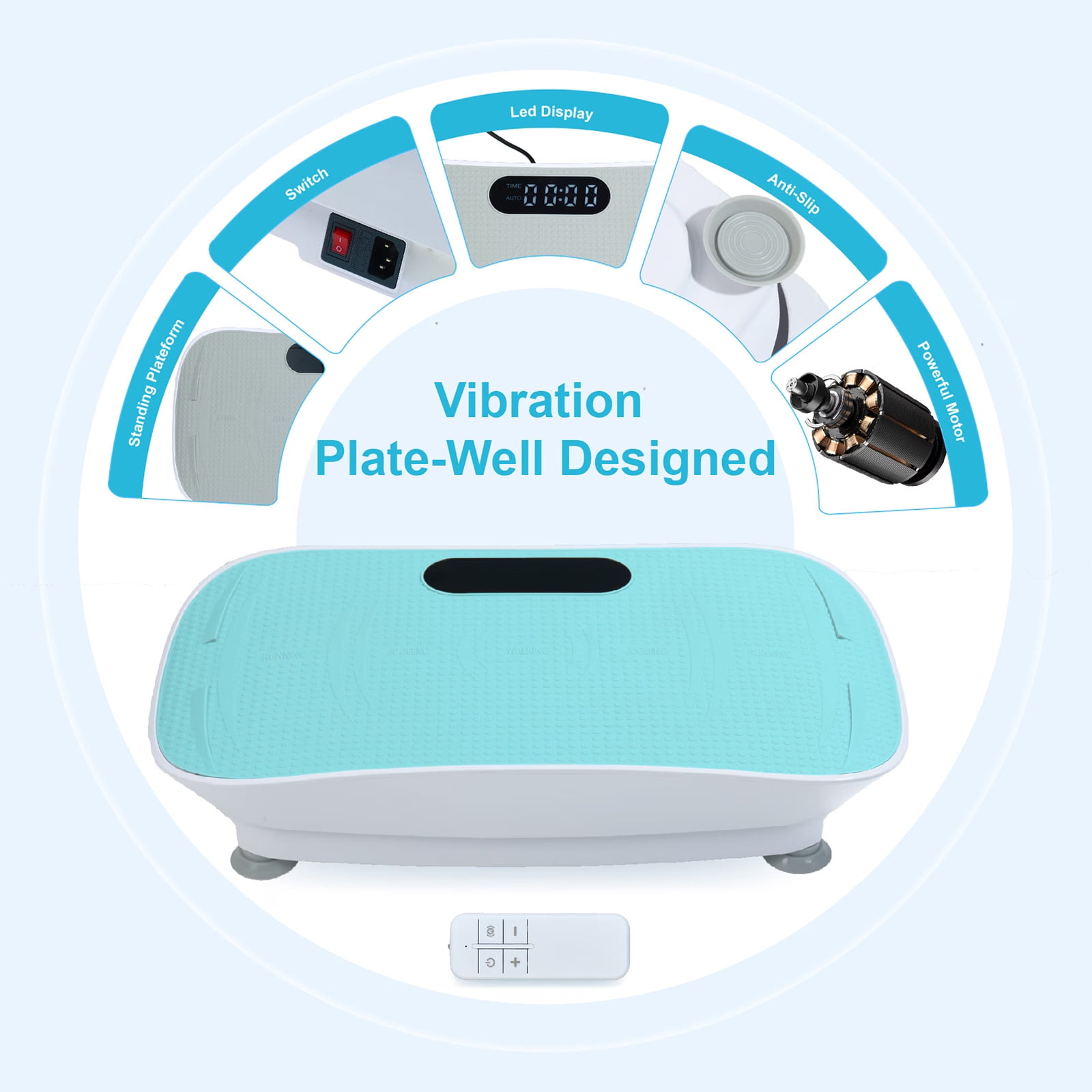 HengDidi Vibration Platform Machine Silent Motor Fitness Massager with Remote Control, 10 Speed Levels Auto Mode Bluetooth Speaker, Portable Body Shaking Machine for Home Gym, Weight Management