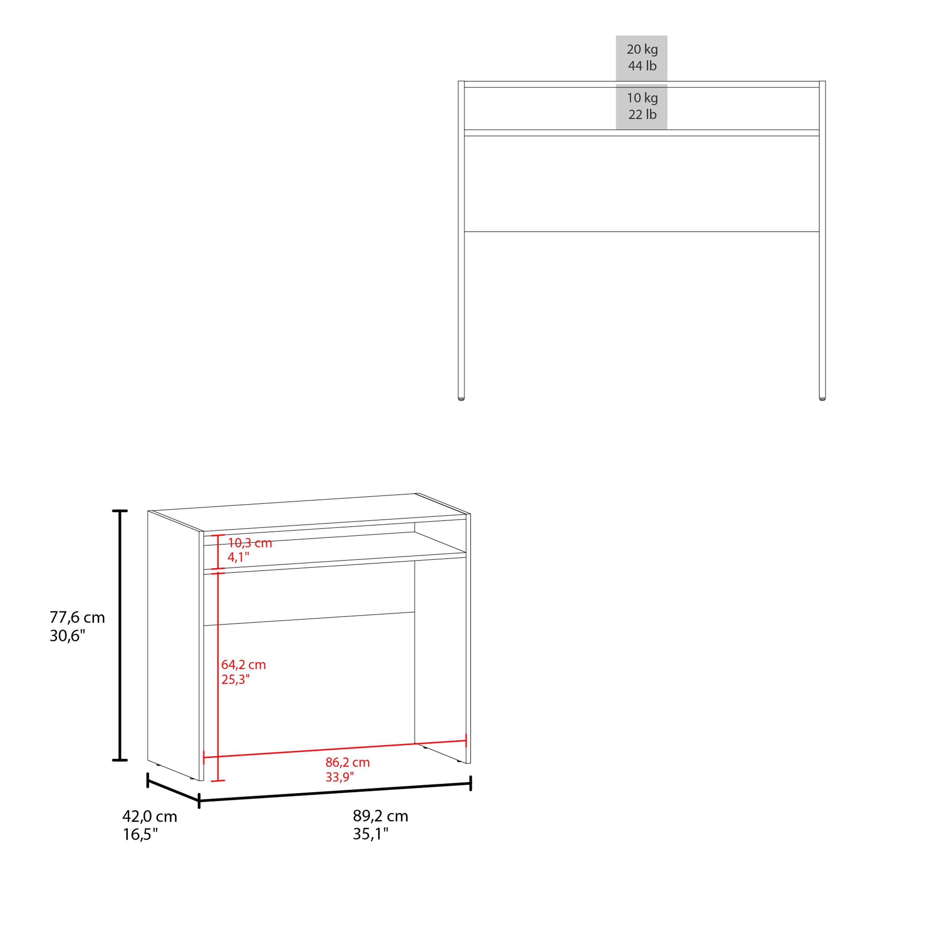 Writing Desk with Open Shelf, 35 in Wide Computer Desk, Modern Freestanding Rectangular Desk for Home Office, Bedroom, and Small Spaces