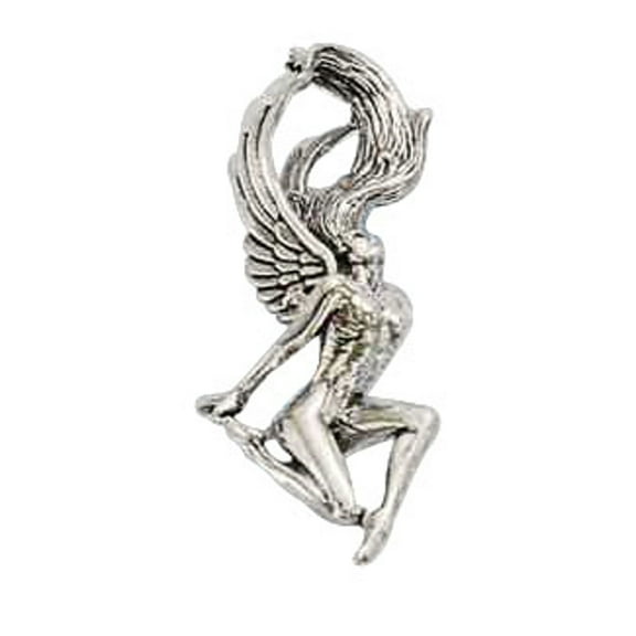 Sterling Silver 16" .8mm Box Chain Partially 3D Winged Fairy Pendant Necklace