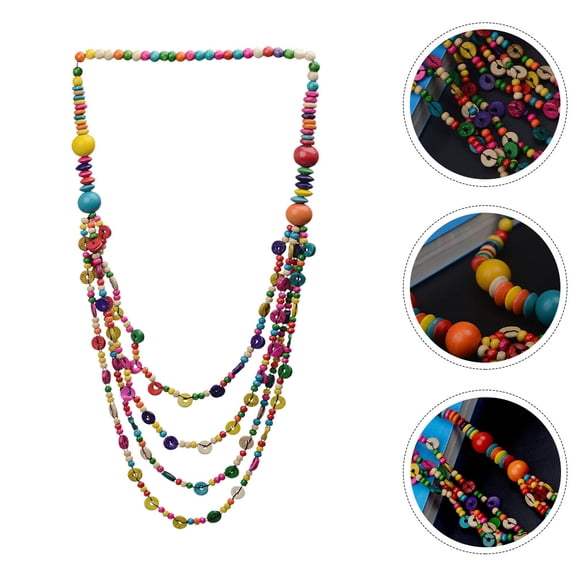IBASETOY Colorful Layered Coconut Shell Beaded Necklace For African Statement Jewelry For Dresses And Casual Outfits