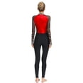 thumbnail image 2 of inlzdz Combinaison de Gymnastique et de Danse Brillante pour Femme avec Strass, Manches Longues en Maille, Justaucorps Intégral Rouge P, 2 of 5