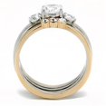 thumbnail image 3 of Luxe Jewelry Designs 3-Piece Women's Two Tone Rose Gold IP Stainless Steel Wedding Ring Set with CZ,, 3 of 4