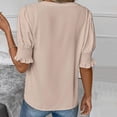 thumbnail image 4 of QHWAUAKFBN T Shirts For Women Trendy Graphic Summer New V Neck Style Bubble Sleeves Solid Color Tshirts Top, 4 of 5