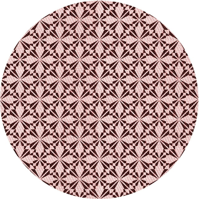 Ahgly Tapis Rond Lavable en Machine Intérieur Transitionnel Marron Rouge, 3 Pieds Rond