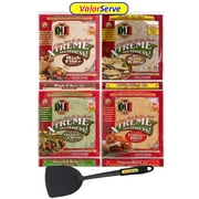 Ole Xtreme Wellness Tortilla Variety 4 Pack by ValorServe - Keto Friendly Tortillas - High Fiber, Whole Wheat, Spinach Herbs, and Tomato Basil  12.7 oz 8 Count - with ValorServe Quesadilla Spatula