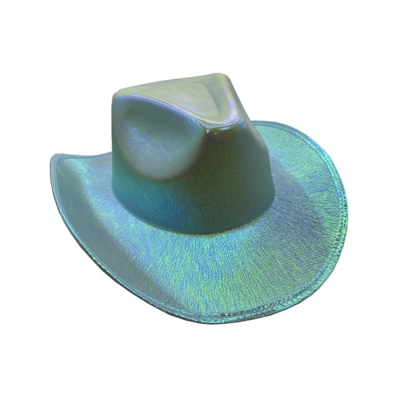 Adult's Light Blue Holographic Cowboy Hat Costume Accessory