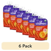 (6 pack) Lil’ Gourmets Refrigerated Stage 2 Baby Food, Moroccan-Inspired Butternut Squash & Carrot, 3.5 oz Pouch
