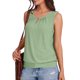 thumbnail image 2 of Blusas,Camiseta sin mangas lisa con escote en V y abertura para mujer, diseño de ojales bordados, corte holgado, poliéster, ropa informal de verano, sopatenor, 2 of 9