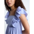thumbnail image 4 of Free Assembly Women's and Women's Plus Square Neck Flutter Sleeve Mini Dress, XS-4X, 4 of 5