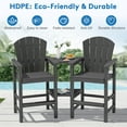 thumbnail image 3 of JUSTLET Larger Size Tall Adirondack Chair Set of 2 with Double Connecting Tray, HDPE Weather Resistant Patio Bar Stools, Grey, 3 of 8