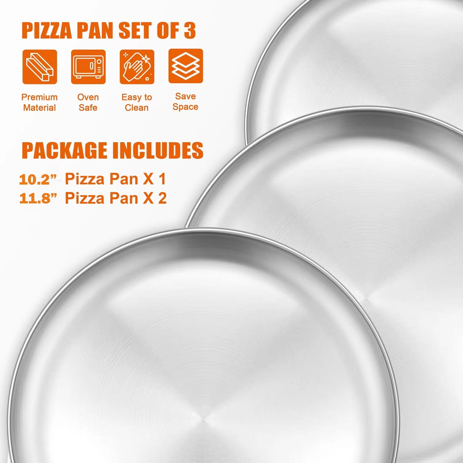 Set de 3 charolas para pizza Haus acero inoxidable grafito