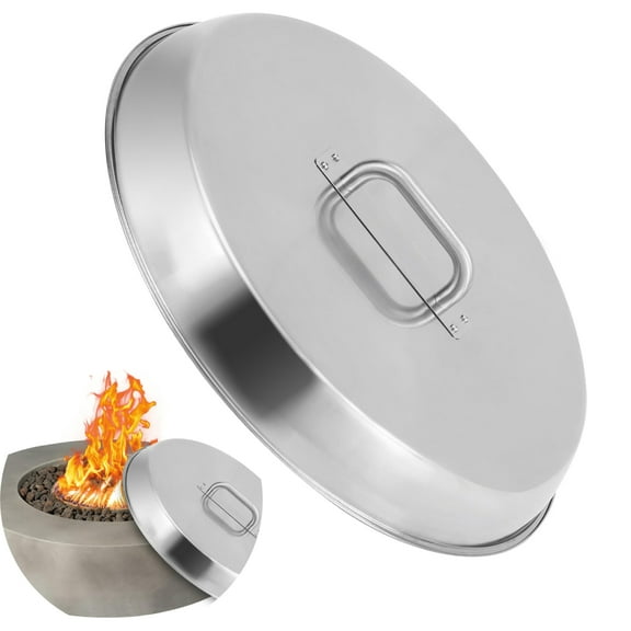 Garvee 27" Fire Pit Spark Screen Cover, Round Stainless Steel Fire Pit Cover with Handle for Outdoor Patio Camping, Silver