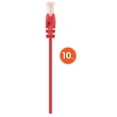 thumbnail image 4 of Cat6 Slim Network Patch Cable, 1 ft., Red, 10-Pack, 10G, 250 MHz, 100% Copper, 30 AWG, Snag-free, Gold-plated Contacts, 4 of 6