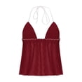 thumbnail image 6 of Ovbmpzd Tank Tops Women Halter Spaghetti Straps Babydoll Red Tie Front Camisole Sleeveless Summer Spring Shirt Holiday Tops for Women L, 6 of 6