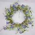 thumbnail image 3 of TONKBEEY 20 Inch Artificial Flower Wreath Beautiful Silk Spring Wreath for The Front Door, Home Decor Weddings,Purple florets, Purple Blue Daisy with Green Leaves, 3 of 15