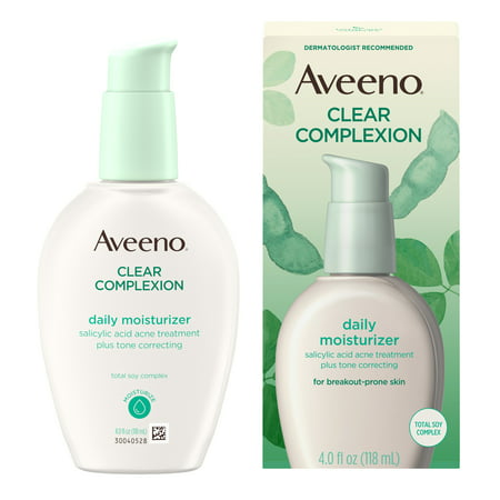 Aveeno Clear Complexion Acne-Fighting Face Moisturizer with Soy, 4 (Best Face Lotion For Combination Skin)