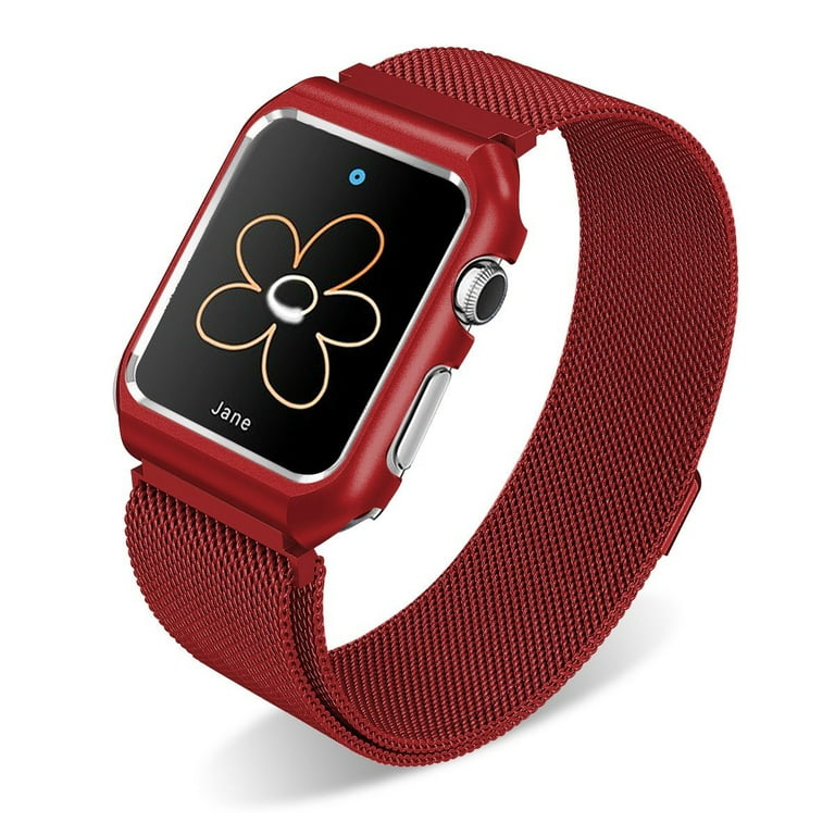 SUNKONG Milanese Loop Apple Watch Bands Series For 38mm Red