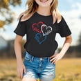 thumbnail image 2 of Hihipz Toddler Girl's Independence Day T-Shirt Red White Blue Heart Print Short Sleeve Crew Neck Patriotic T-Shirt, 2 of 4
