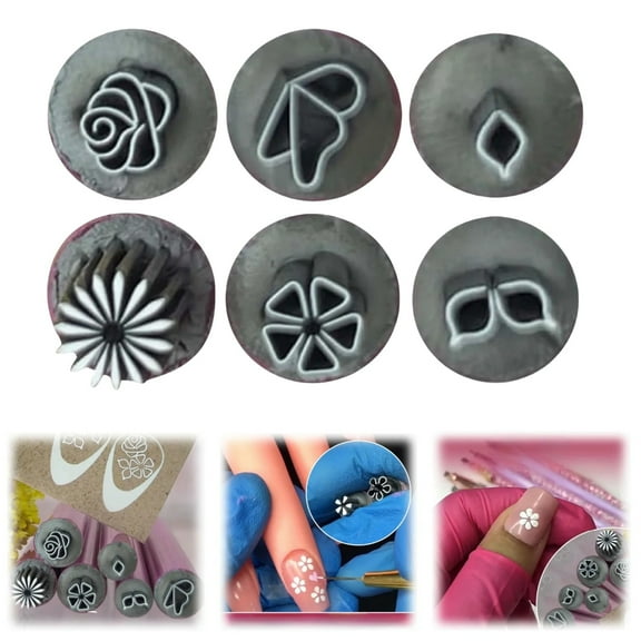 6pcs Nail Stamp Pen DIY Nail Art Tools, Nail Art Stamp Pen Set, Stamp Nail Art Tool with 6 Different Patterns,Nail Stamp Pen Set for Women Girls Home DIY Nail Art