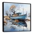 thumbnail image 2 of Designart "Winter Angling Boat Charm" Boat Fishing Floater Framed Canvas Art Print, 2 of 5