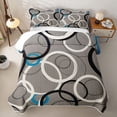thumbnail image 2 of Castle Fairy Abstract Overlap Ring Quilt Full 3-Piece,Minimalist Hollow Circle Graphic Full Bedspread Sets,Black White Sky Blue,1 Coverlet and 2 Pillowcases, 2 of 7
