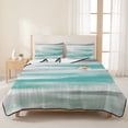thumbnail image 3 of Twin Quilt Set 68''x86'', Turquoise Gray White Lightweight Summer Bedspread Coverlet Set with 2 Pillow Shams, Country Abstract Ombre Mottled Breathable All Season Quilt Bedding for Dorm/Bedroom, 3 of 9
