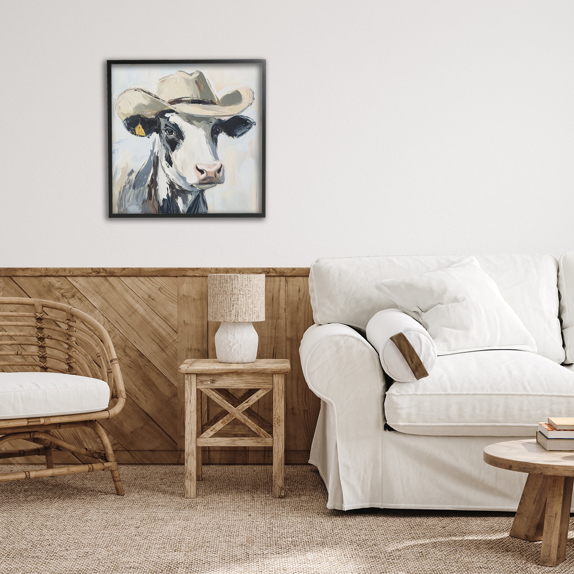 Stupell Industries Cowboy Carl Cow Black Framed Giclee Art, design by Tina LeCour