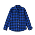 thumbnail image 6 of AHTJRT Girls Buffalo Plaid Flannel Shirt Button Down Long Sleeve Crew Neck Blouse Casual Lightweight Vacation Travel Daily Wear Fall Winter Top, 6 of 7