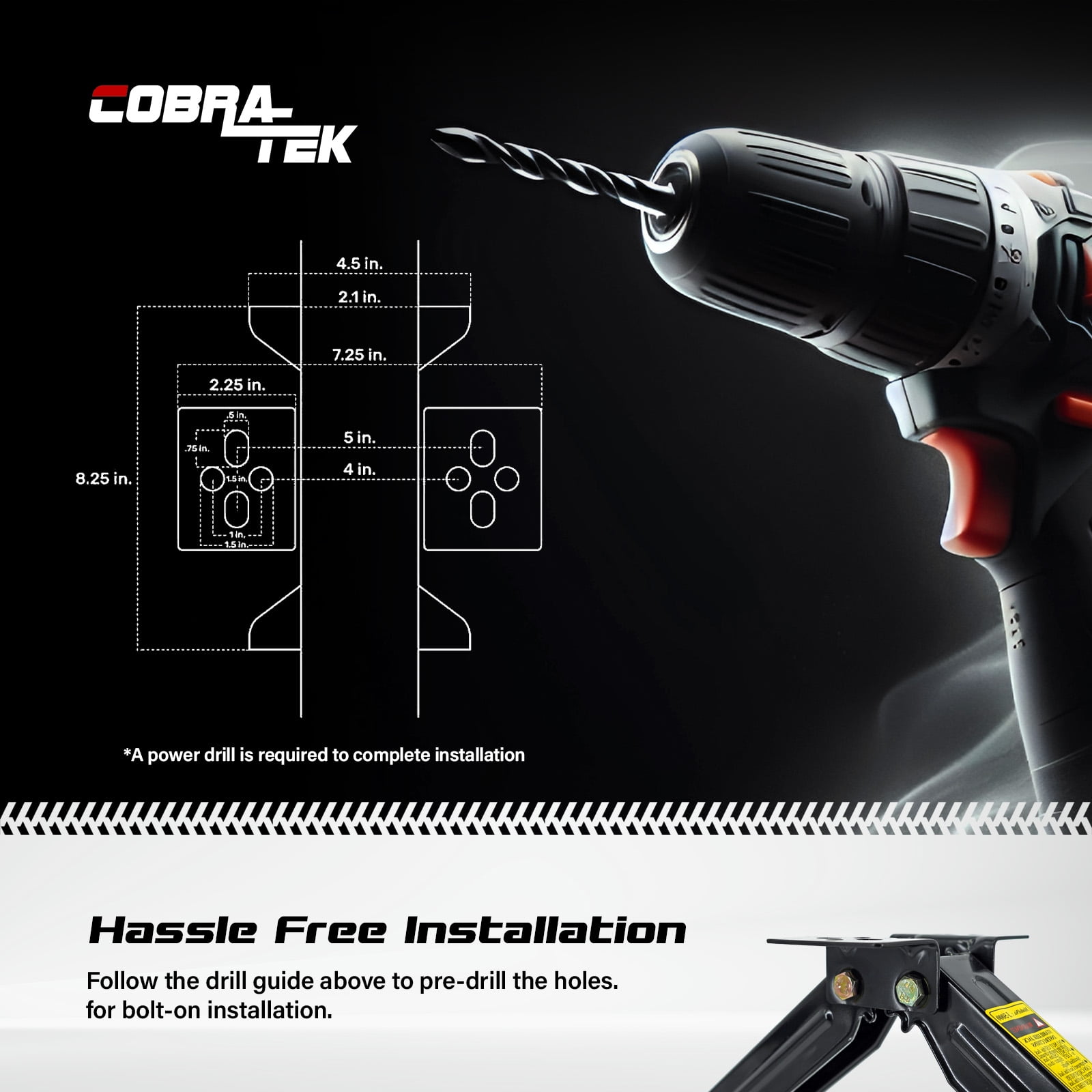 Cobra-Tek CBK-1124-PBK Universal Rv Camper Travel Trailer Stabilizer Leveling Scissor Jack, Bolt-On Or Weld-On, 2500 Lbs Load Capacity, 24" Inch Height